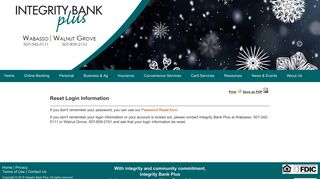 Reset Login/Password - Integrity Bank Plus