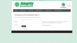 Employee and Candidate Sign In - Integrity Trade Services Employee ...