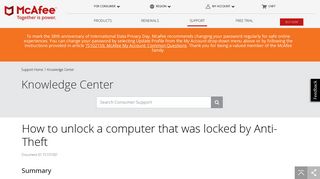 McAfee KB - How to unlock a computer that was locked by Anti-Theft ...