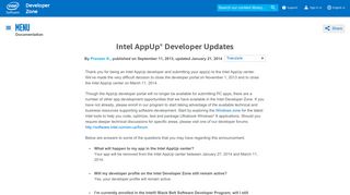 Intel AppUp® Developer Updates | Intel® Software
