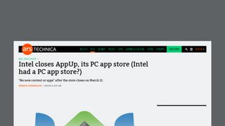 Intel closes AppUp, its PC app store (Intel had a PC ... - Ars Technica