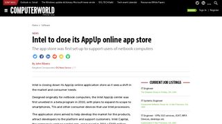 Intel to close its AppUp online app store | Computerworld