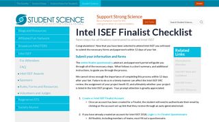 Intel ISEF Finalist Checklist | Student Science