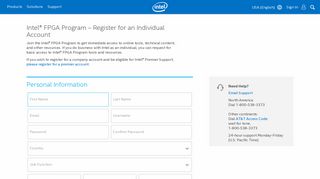 Intel® FPGA Program – Register for an Individual Account