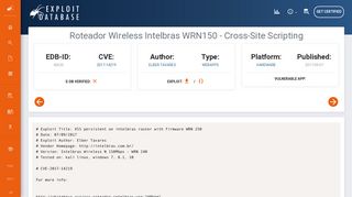 Roteador Wireless Intelbras WRN150 - Cross-Site Scripting