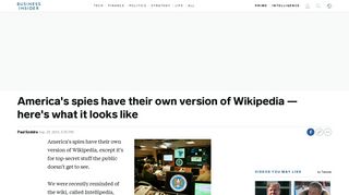 Here's what the NSA version of Wikipedia, Intellipedia, looks like ...