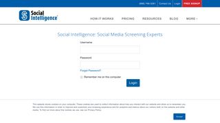 Social Intelligence | Login Screen for Social Investigation Experts