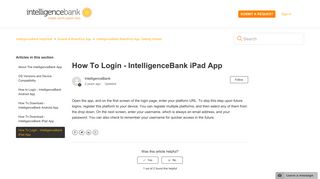 How To Login - IntelligenceBank iPad App – IntelligenceBank HelpDesk