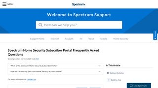 Spectrum Home Security Subscriber Portal Frequently ... - Spectrum.net
