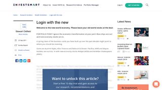 Login with the new - InvestSMART