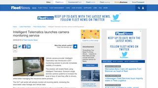 Intelligent Telematics launches camera monitoring service - Fleet News