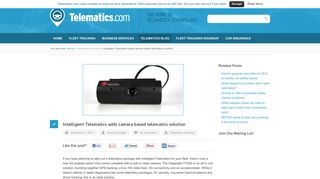 Intelligent Telematics adds camera based telematics solution ...