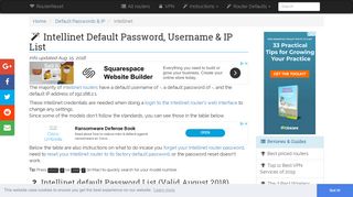 Intellinet Default Password, Login & IP List (updated August 2018 ...