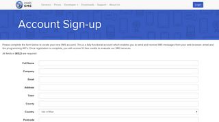 IntelliSMS - Account Sign-up