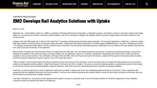 Progress Rail | EMD Develops Rail Analytics Solutions with Uptake