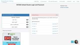 INTENO Default Router Login and Password - Clean CSS
