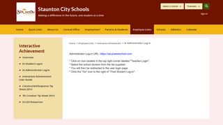 Interactive Achievement / IA Administrator Log-in - Staunton City Schools