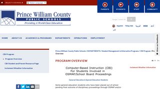 Program Overview - Prince William County Public Schools
