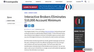 Interactive Brokers Eliminates $10,000 Account Minimum - Investopedia