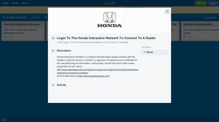 Login To The Honda Interactive Network To Connect To A Dealer on ...