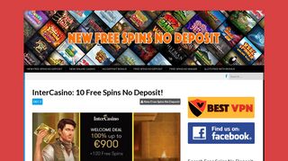 InterCasino: 10 Free Spins No Deposit! - New Free Spins No Deposit