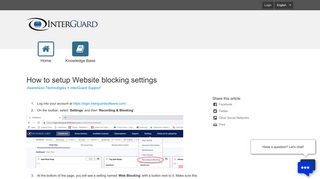 How to setup Website blocking settings - Interguard