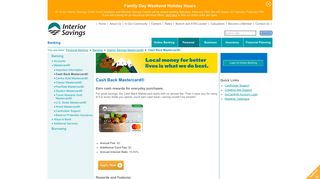Interior Savings Credit Union - Cash Back Mastercard®