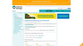 Important information about your Mastercard - Interior Savings