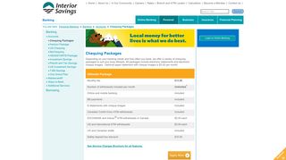 Interior Savings Credit Union - Chequing Packages