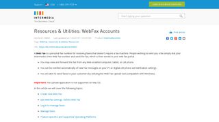 Resources & Utilities: WebFax Accounts - Intermedia Knowledge Base