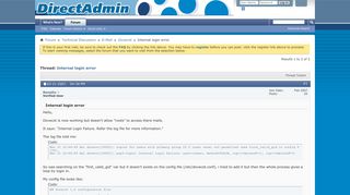 Internal login error - DirectAdmin Forums