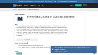 International Journal of Livestock Research | Publons