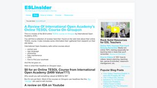 A Review Of International Open Academy's Online TESOL Course On ...