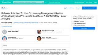 (PDF) Behavior Intention To Use Of Learning Management System ...