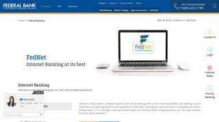 FedNet Internet Banking | Federal Bank Net Banking Services | India