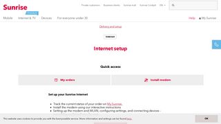 Internet setup – Sunrise help