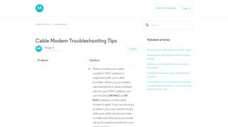 Cable Modem Troubleshooting Tips – Motorola Mentor