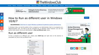 How to Run as different user in Windows 10/8/7 - The Windows Club