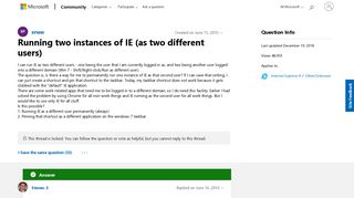 Running two instances of IE (as two different users) - Microsoft ...