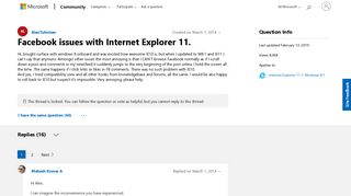 Facebook issues with Internet Explorer 11. - Microsoft Community