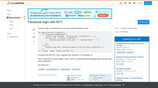 Facebook login with IE11 - Stack Overflow
