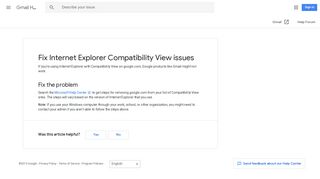 Fix Internet Explorer Compatibility View issues - Gmail Help