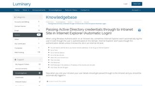 Passing Active Directory credentials through to Intranet Site in Internet ...