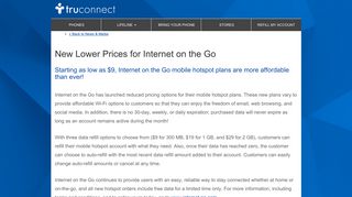 New Lower Prices for Internet on the Go - TruConnect