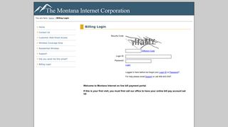 Montana Internet Corporation - Billing Login