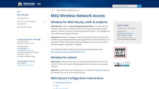 MSU Wireless Network Access - Montana State University