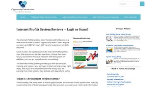 Internet Profits System Reviews - Legit or Scam?