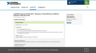 LabVIEW Internet Toolkit 2012 - Windows 7, Windows Vista, Windows ...