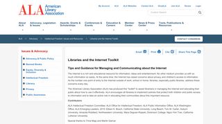 Libraries and the Internet Toolkit | Advocacy, Legislation & Issues