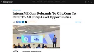 InternsME.Com Rebrands To Oliv.Com To Cater To All Entry-Level ...